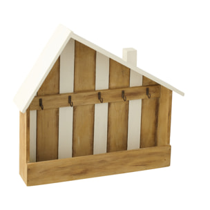 J-Line Porte-clés Maison Bord de Mer - bois - naturel/blanc
