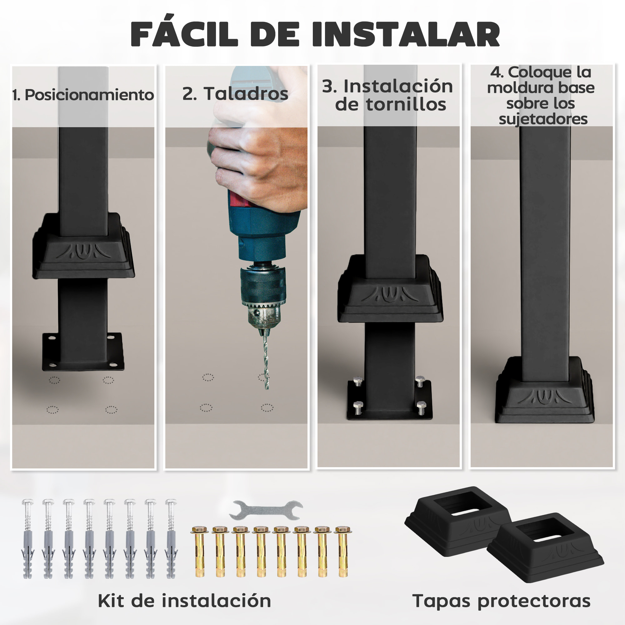 Barandilla de Escalera 71 cm Pasamanos para Escalera con Kit de Instalación Ángulo Ajustable para 1-3 Escalones para Exterior Terraza Patio Negro