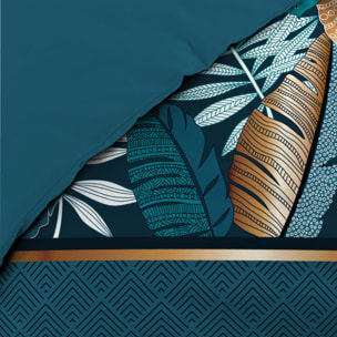 Parure de lit  Alianor Feuilles exotiques - Bleu