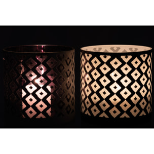 J-Line photophore Quadrille - verre - noir/blanc - large - 2 pcs