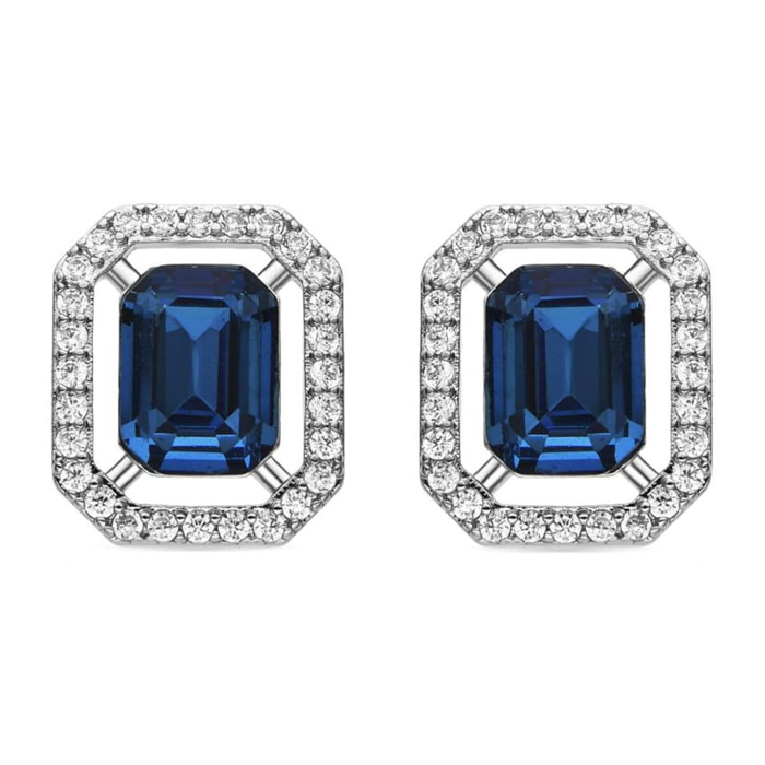 Pendientes con Circonita Topacio Azul acabado plata