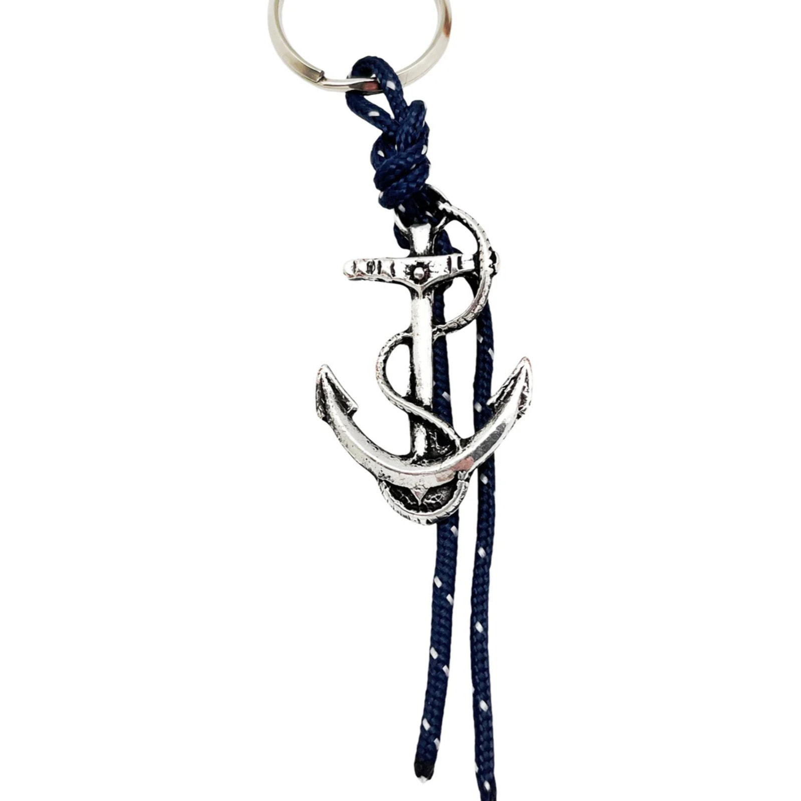 Conjunto pulsera y llavero Marinero en paracord azul jaspe