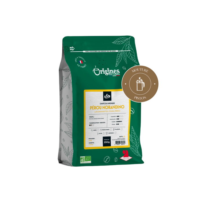Café Bio - Pérou Norandino - Pur Arabica - Piston 250g