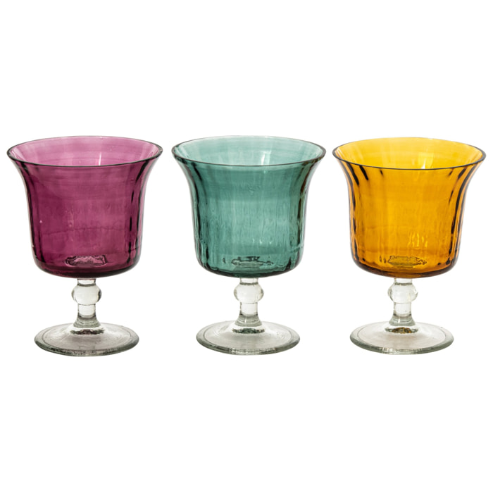J-Line Chandelier - verre - jaune moutarde/bordeaux - assortiment de 3