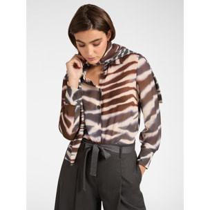 Elena Mirò - Camicia stampata animalier - Marrone