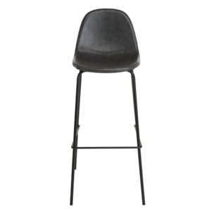 TOM - Lot de 2 tabourets de bar John noir hauteur d'assise 80cm
