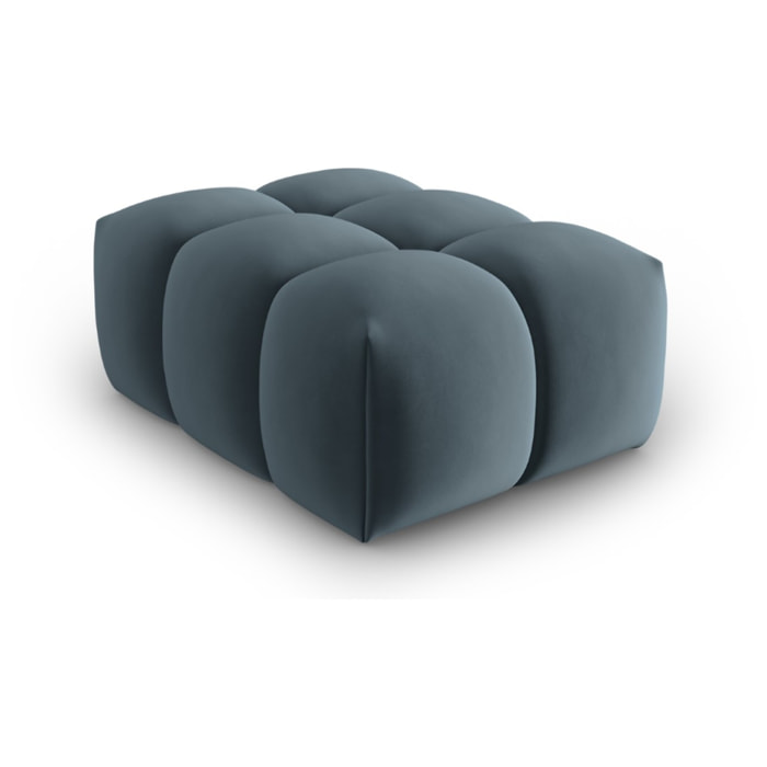 Pouf "Lorella" en velours bleu pastel