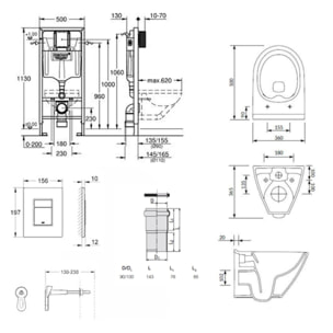 Pack WC Bâti-support Geberit 112 cm + Cuvette sans bride Cersanit + Abattant SoftClose + Plaque blanche (MILLEGEB1)