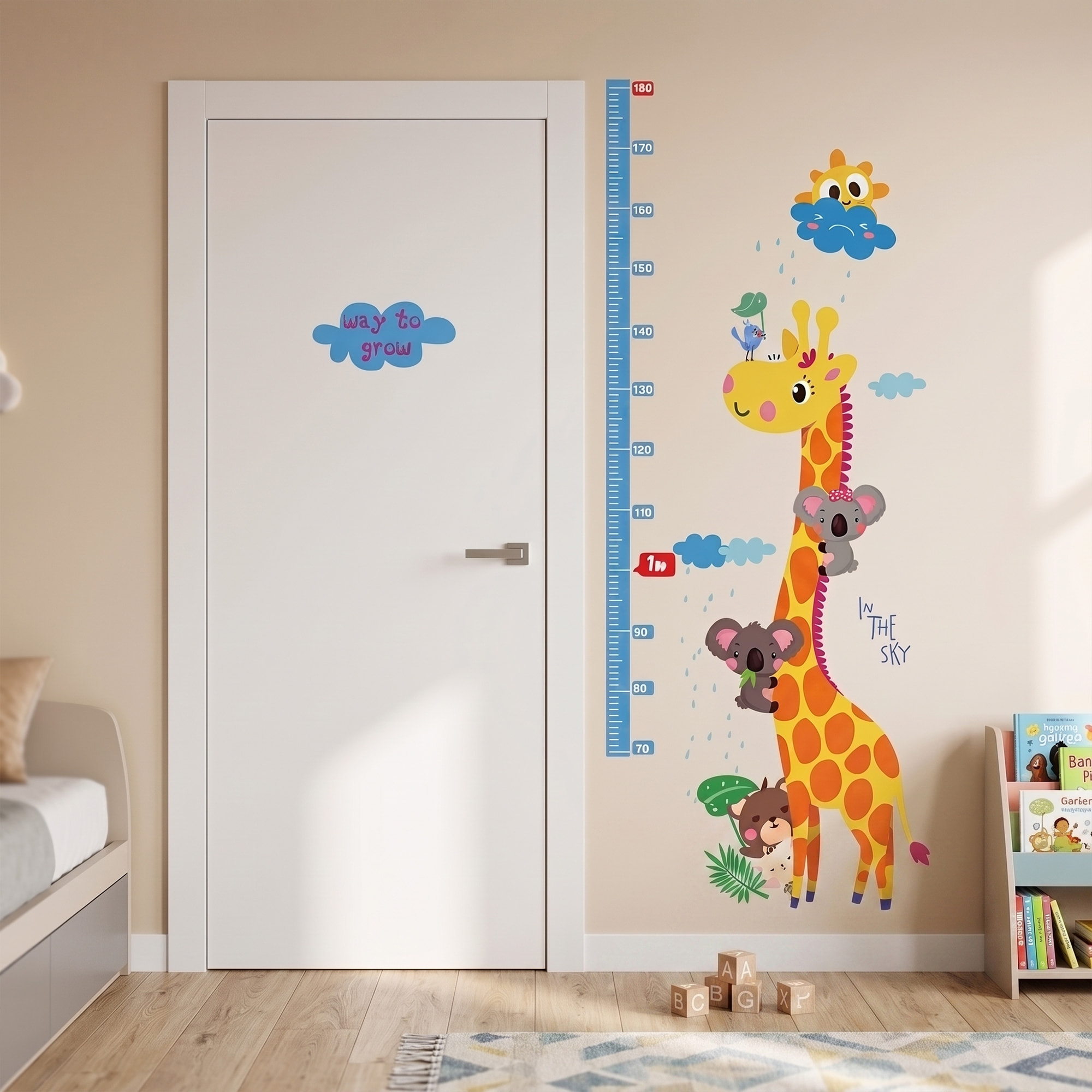 Stickers Muraux décoration adhésifs toise girafe et koalas