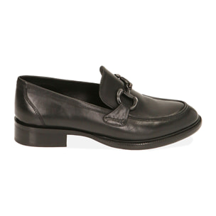 Mocassini con staffa neri in pelle