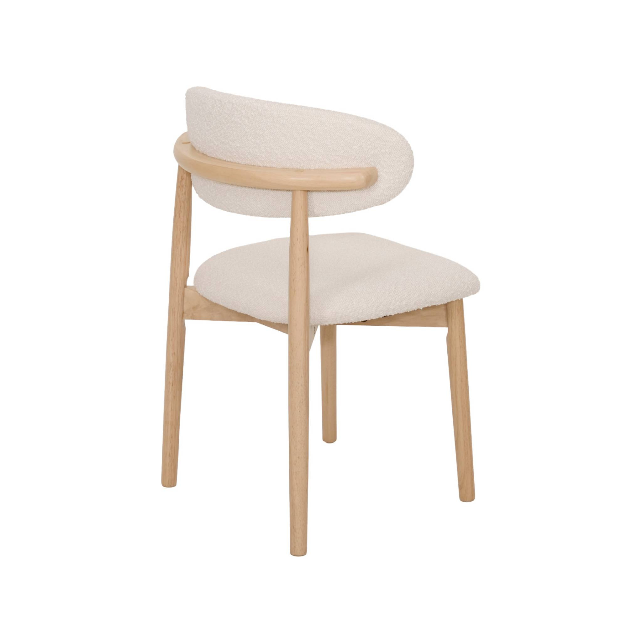 Chaise bois d'hévéa et tissu bouclette (lot de 2)  PAOLA