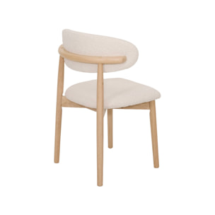 Chaise bois d'hévéa et tissu bouclette (lot de 2)  PAOLA