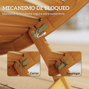Tumbona Plegable de Madera de Acacia con Cojín y Reposacabezas, Tumbona Jardín Exterior con Asa de Transporte, Carga 120 kg, para Patio, Terraza, Piscina, 183x54x63 cm, Beige