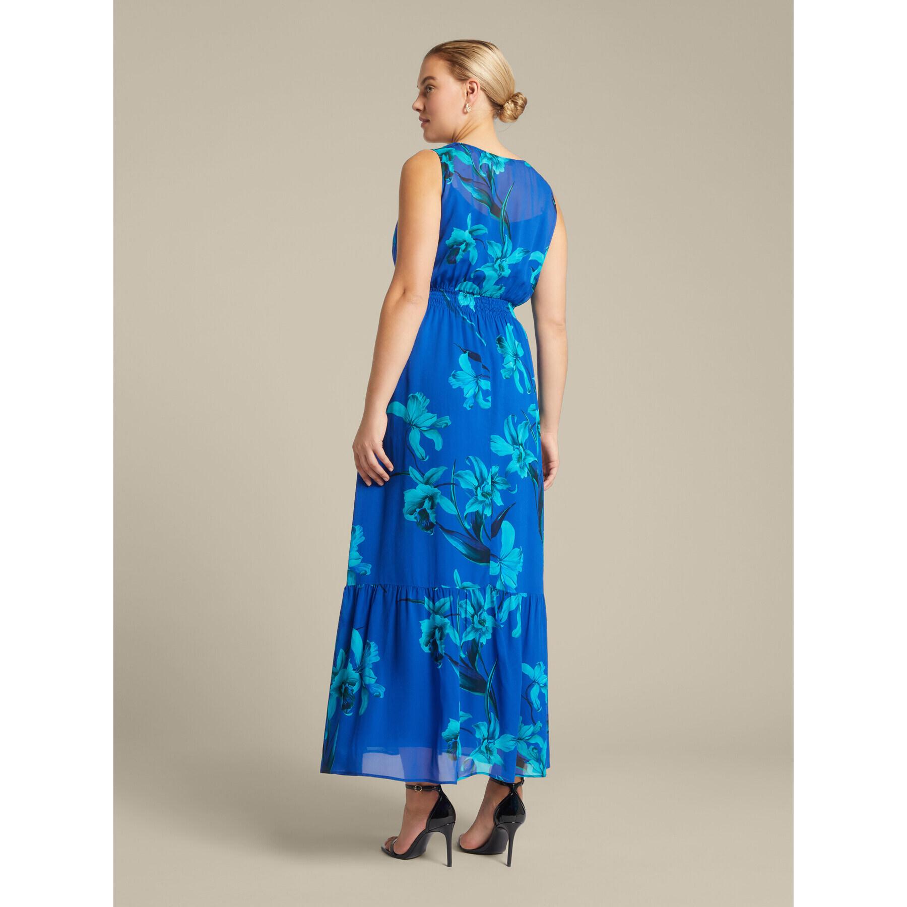 Elena Mirò - Vestido floral largo - Azul aciano