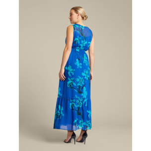 Elena Mirò - Vestido floral largo - Azul aciano