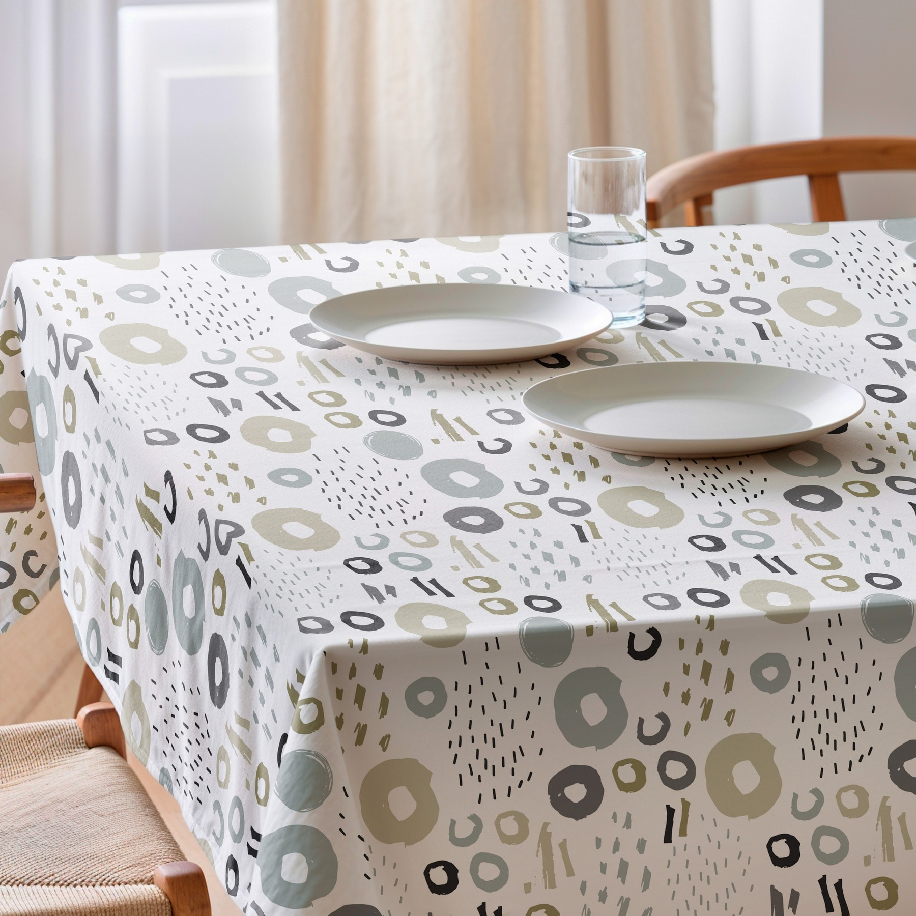 Nappe imprimée anti-tâches MILDRED TAUPE