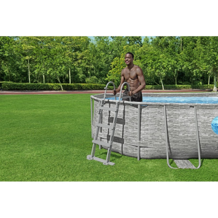 Bestway Échelle sécurisée pour piscine hors-sol jusqu'à hauteur 107 cm - 2 x 3 marches