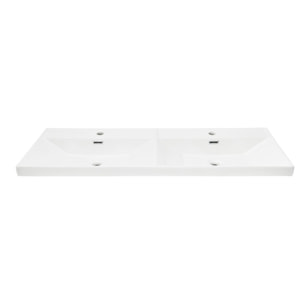 Double vasque semi-encastrée 121x46 cm - blanc brillant - avec trop-plein - B-Way SAT