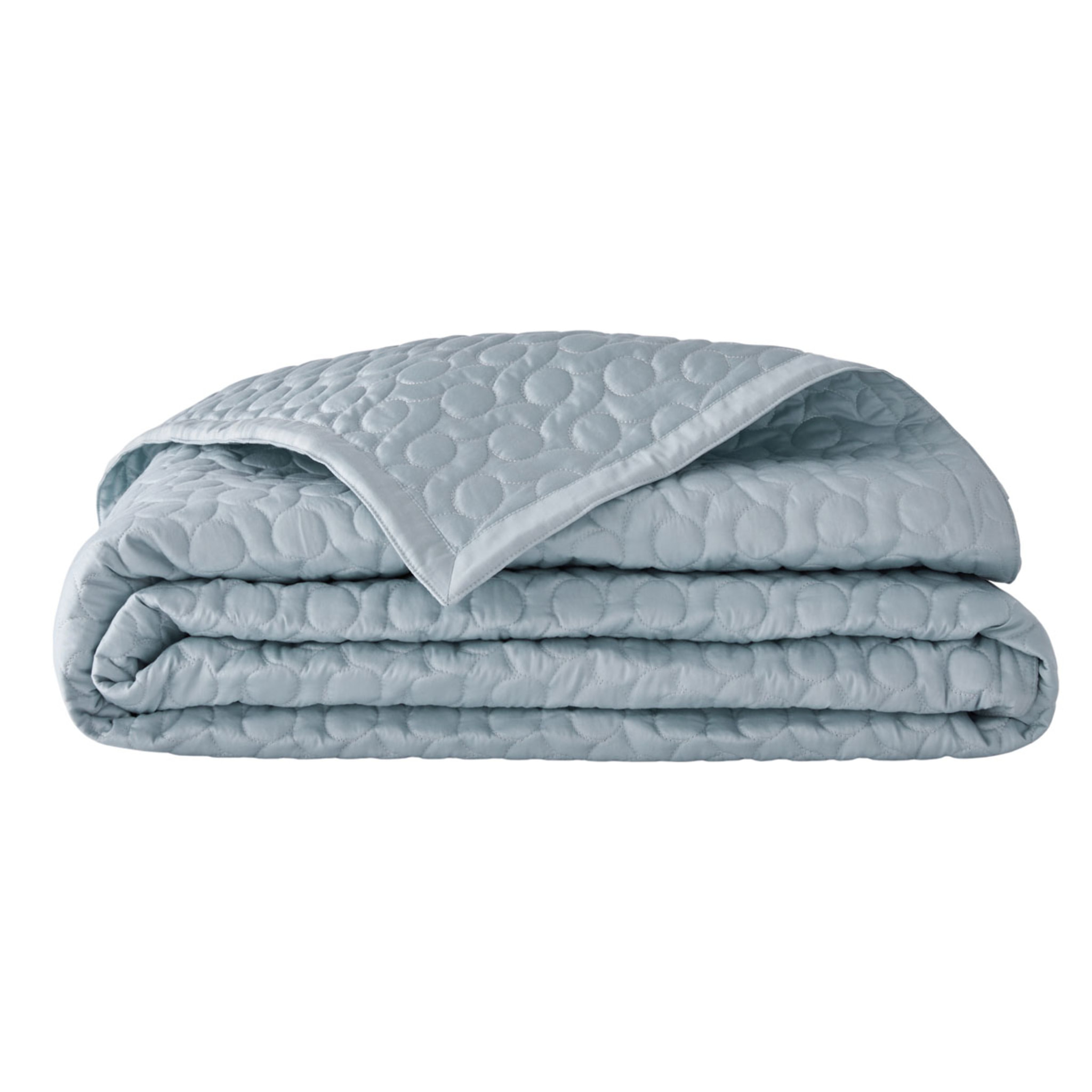 Couvre-lit matelassé uni en satin de coton bio, POESIE, Bleu baltique