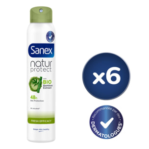 Pack de 6 - Déodorant Sanex Natur Protect Fresh efficacité 48h bio spray 200ml