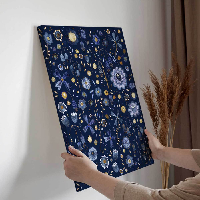 Tableau de fleurs Tableau fleurs de minuit bleu profond Toile imprimée