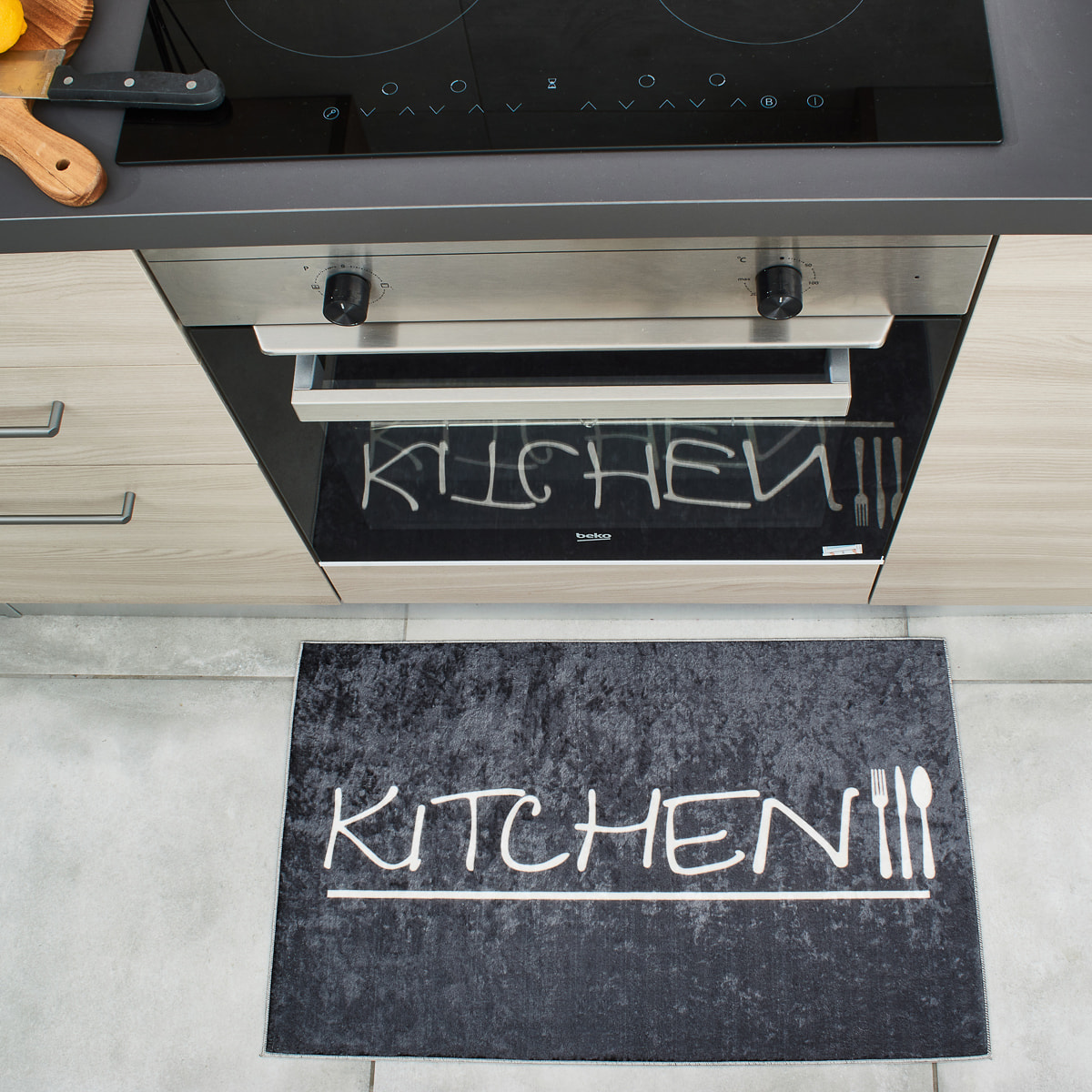 Stampa - tapis de cuisine kitchen antidérapant et lavable en machine à 30°C, anthracite