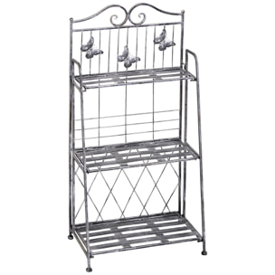Estantería para Plantas Plegable Soporte para Plantas de 3 Niveles con Estructura de Metal Soporte para Macetas para Interior y Exterior Gris Plateado