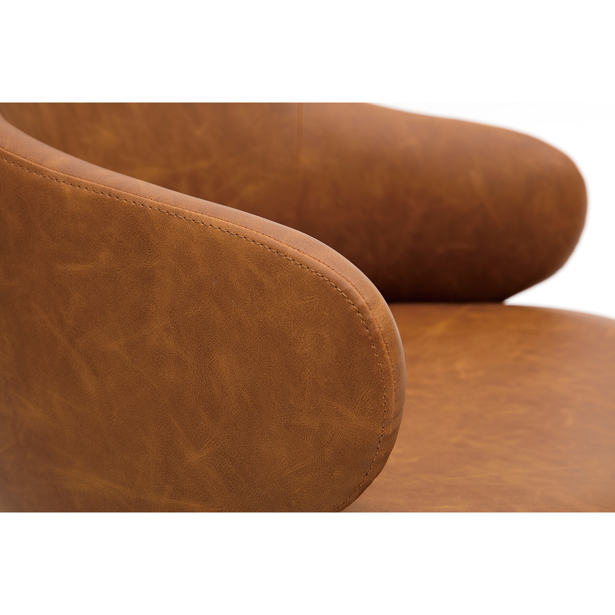 Chaise de bureau à roulettes vintage marron et métal noir HEMMY