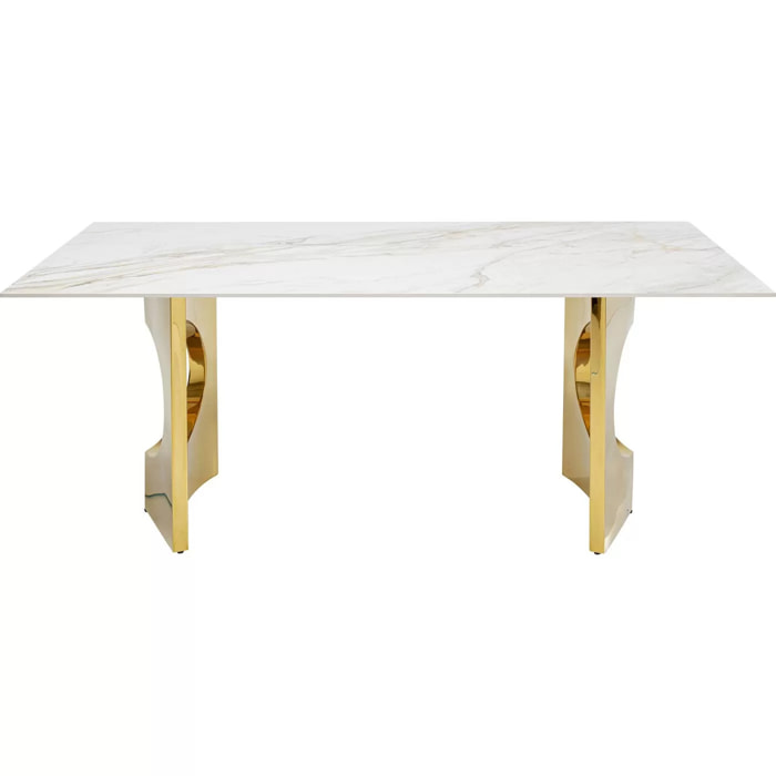 Table Eternity Oho 180x90cm blanche et dorée Kare Design