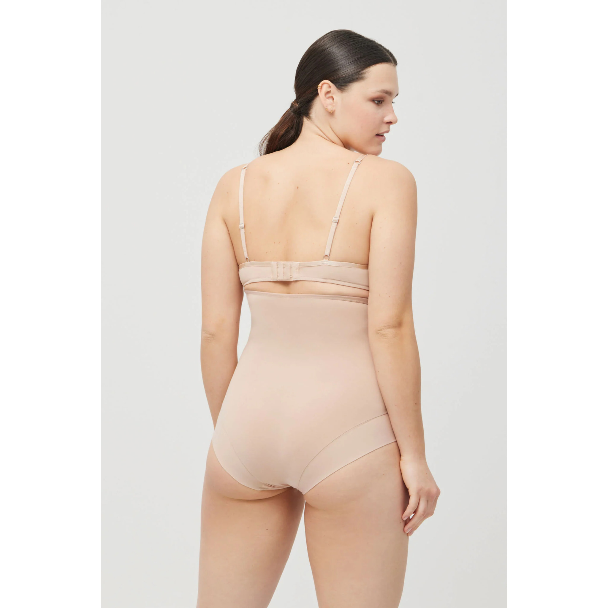 Slip in cotone a vita alta e media compressione beige