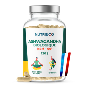 Nutri&Co Ashwagandha Bio KSM-66® Stress Sommeil & Musculation - 120 gélules Vegan