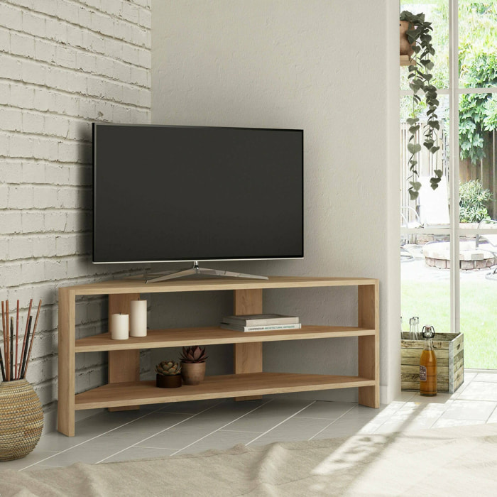 Mobile porta TV Dbarb, Credenza da soggiorno, Armadio basso per TV, Base parete attrezzata, 114x36h45 cm, Quercia