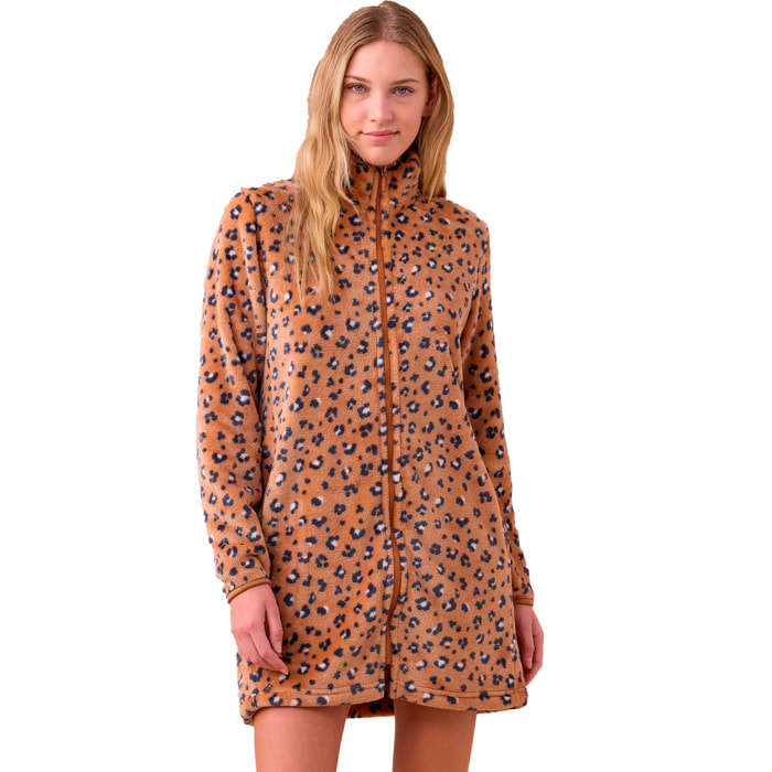 Vestaglia donna invernale in coral articolo animalier. Noidinotte