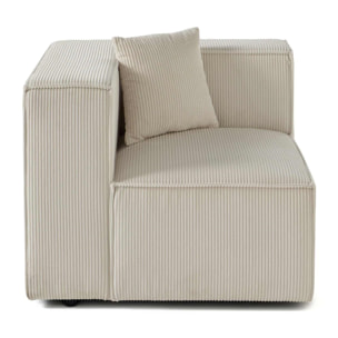 Arty - module d'assise gauche - en velours côtelé - Beige