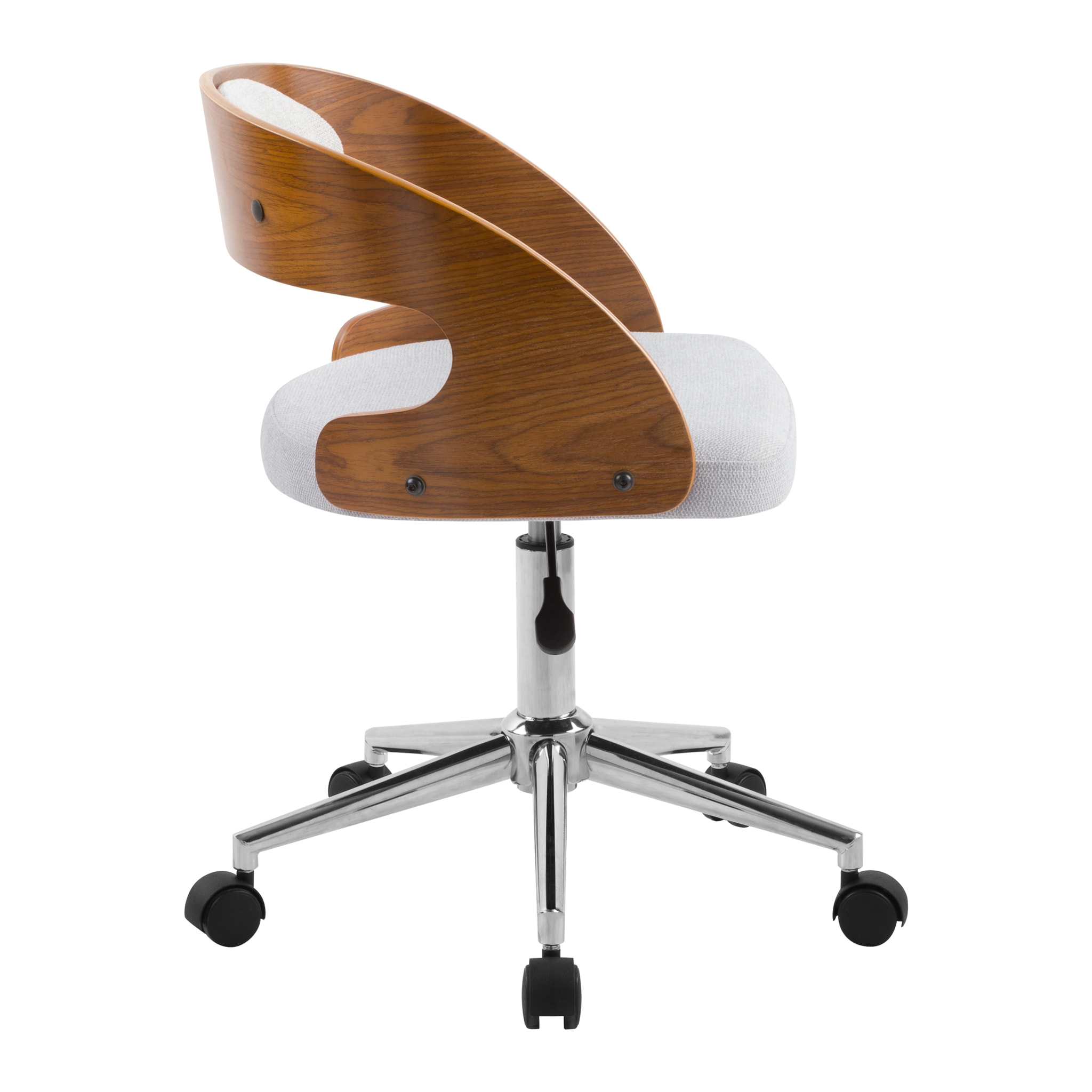 Chaise de bureau pivotante et réglable en bois et tissu gris - Louis