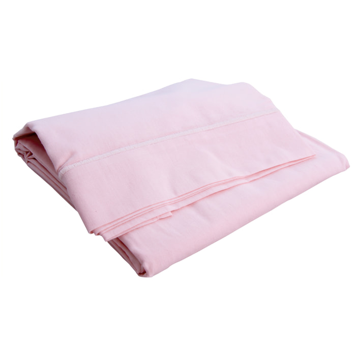 Drap plat avec point bourdon - Rose Clair