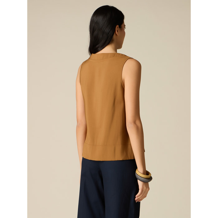 Oltre - Top misto viscosa - Marrone