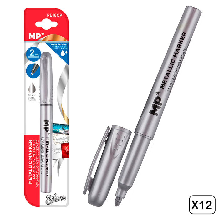 PACK 12 MARCATORI METALLIZZATI ARGENTO