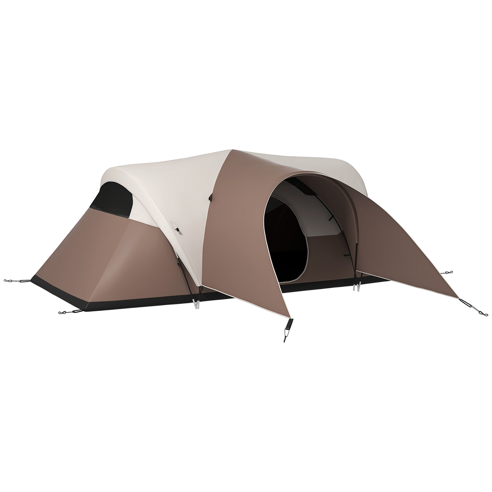 Tente de camping familiale 5-6 pers. étanchéité 3000 mm sac coloris café