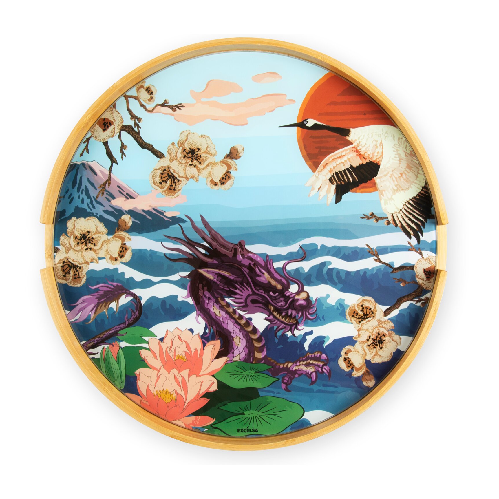 Tavolino Excelsa Fuji in bambù e vetro 48x48x44 cm multicolore