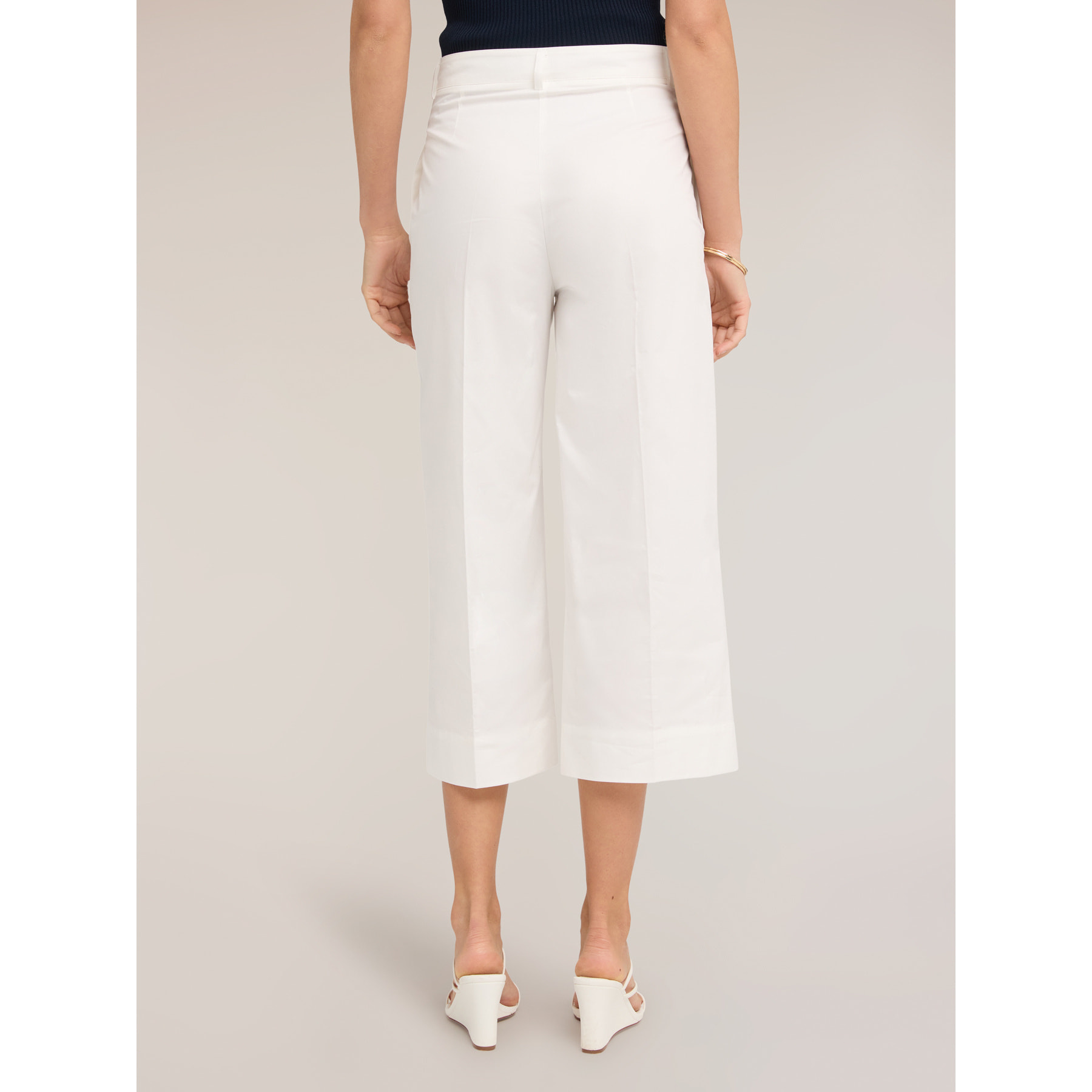 Motivi - Pantaloni cropped in tela misto cotone - Bianco