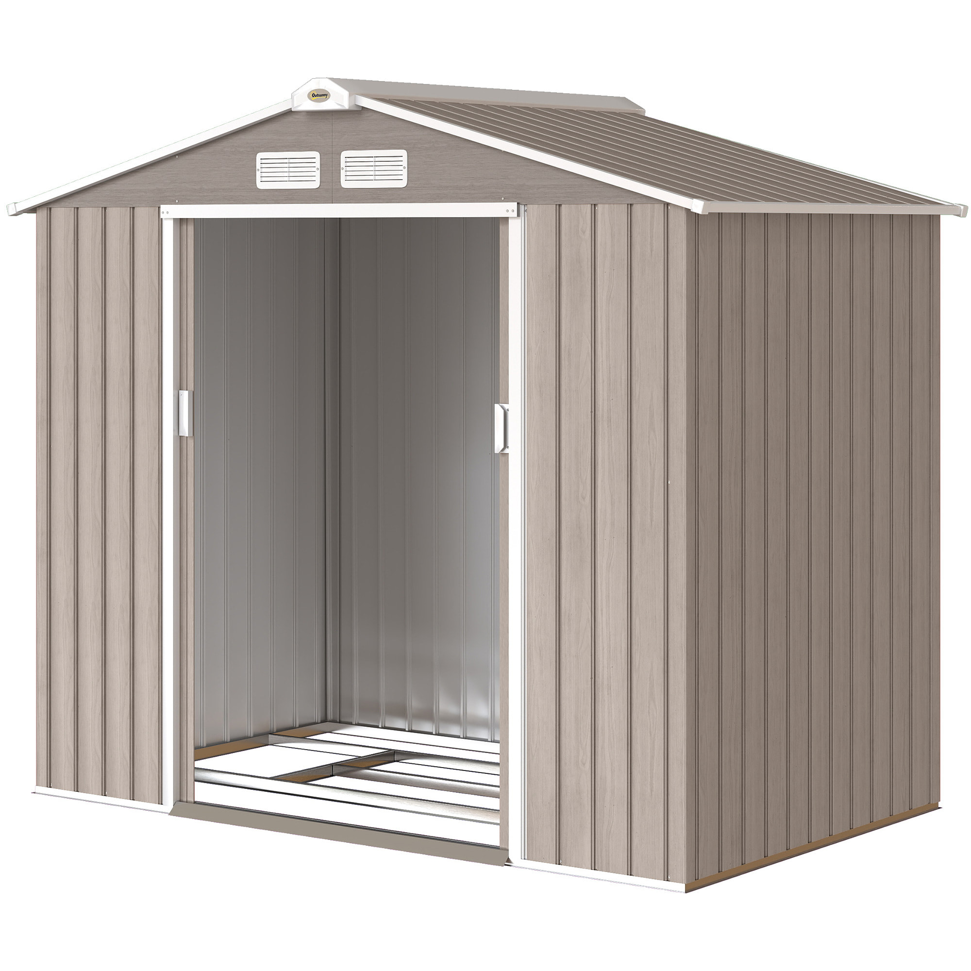 Abri de jardin - cabanon porte verrouillable - 213 x 130 x 185 cm - tôle d'acier taupe clair