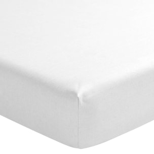 Drap housse uni en lin lavé, Made in France, NOUVELLE VAGUE , Blanc