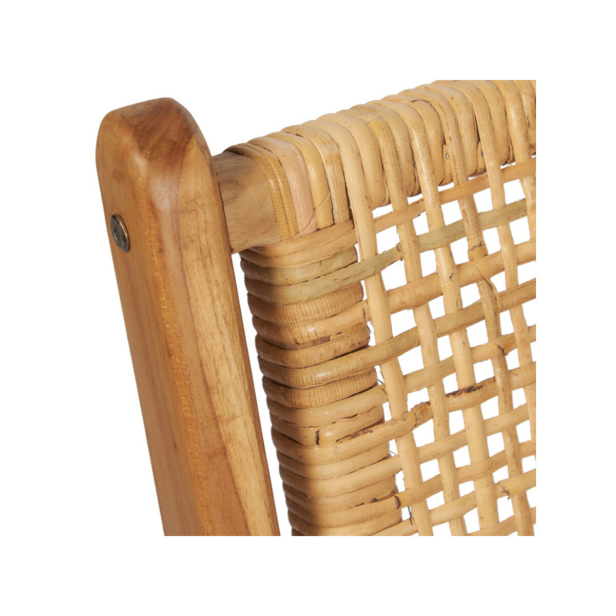 Fauteuil relax bas bois de teck et cannage rotin lounge cosy - PIOU