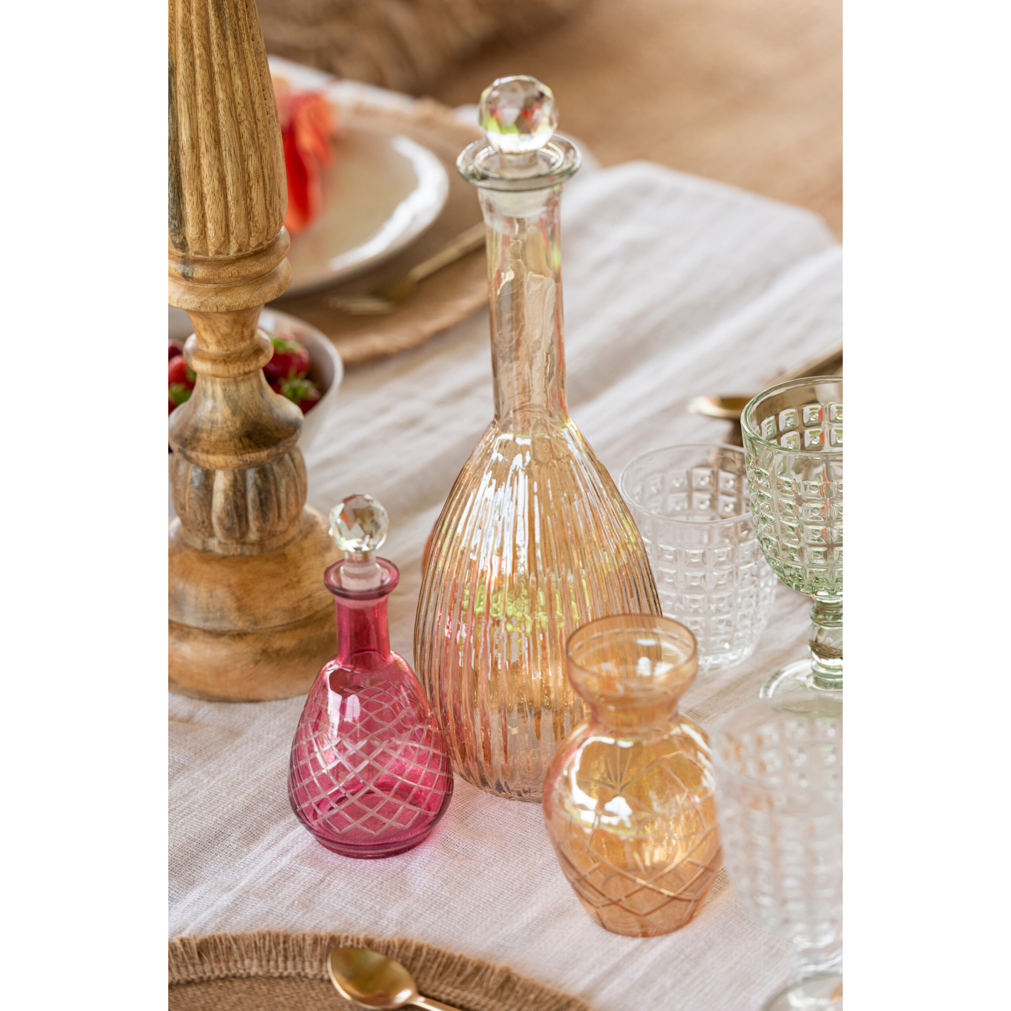 J-Line vase Carreaux - verre - mix - 3 pièces - 14.5 cm de hauteur