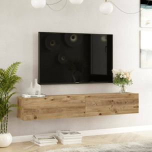 Mobile porta TV Dpirche, Credenza da soggiorno, Armadio basso per TV, Base parete attrezzata, 180x32h30 cm, Quercia