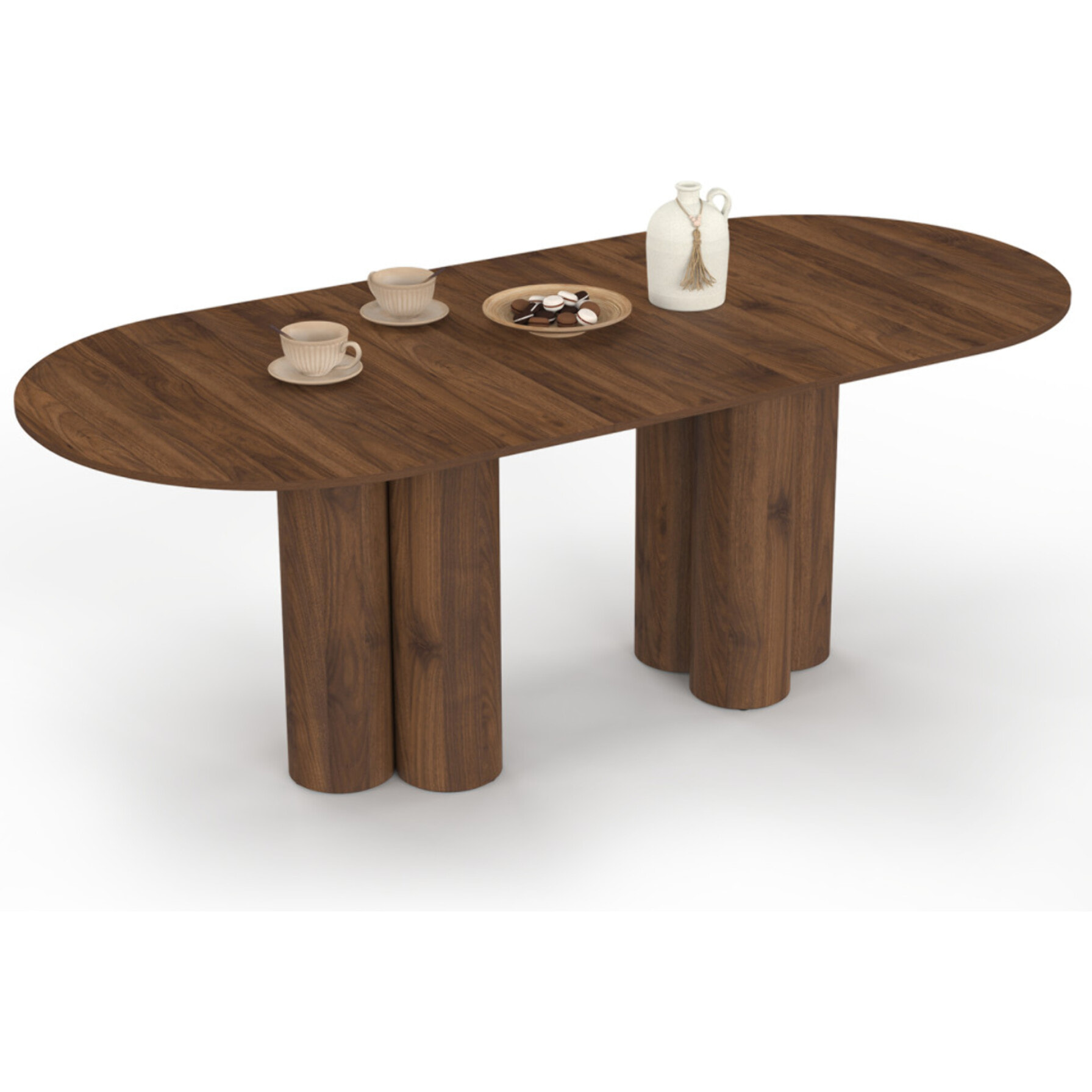 Table à manger ronde extensible Olympia effet noyer Ø160-200cm