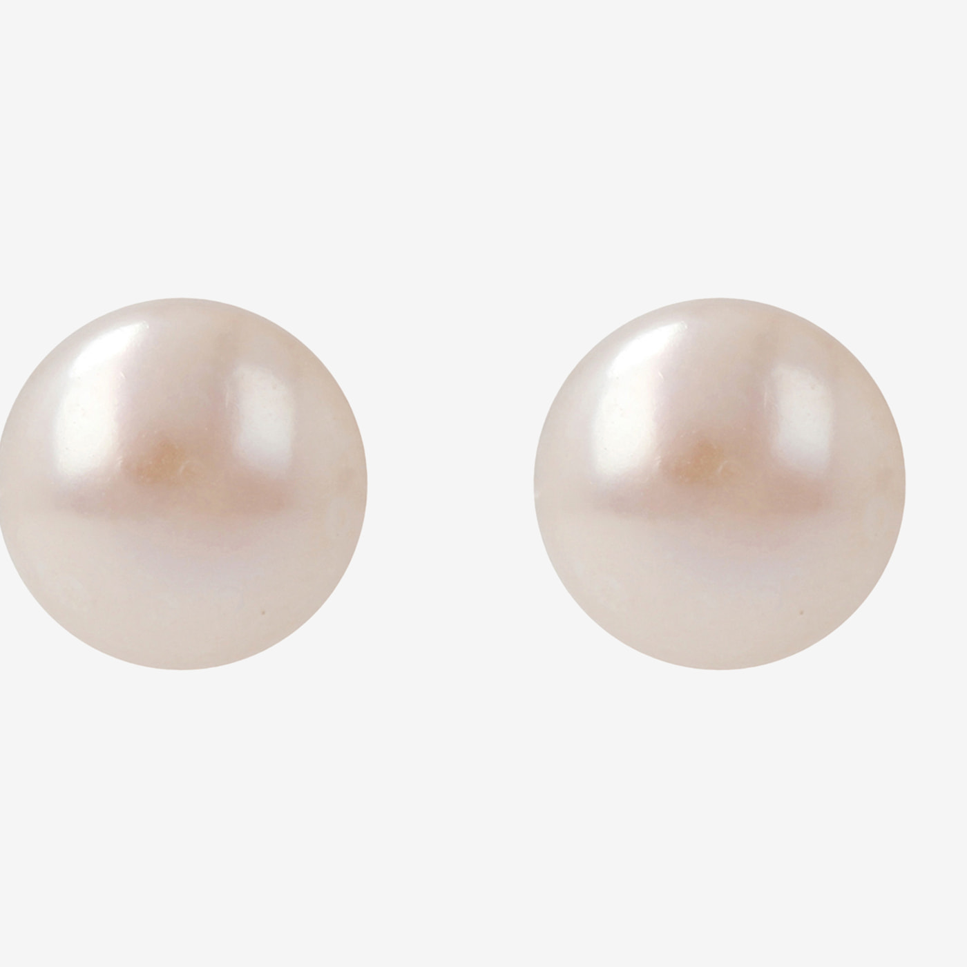 PERLAVIVA - Orecchini a Bottone in Argento placcato Platino con Perle d'Acqua Dolce Rosa Ø 9/9.5 mm