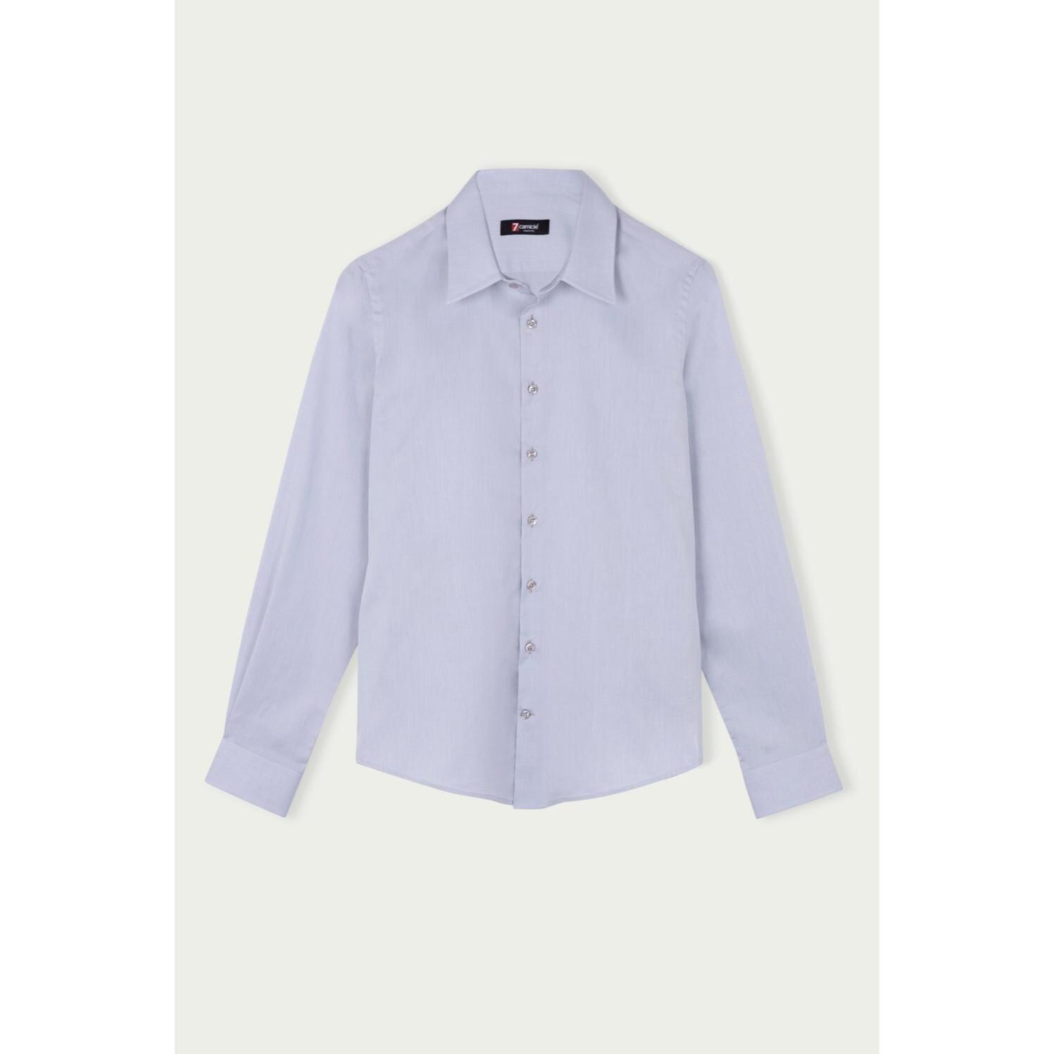Camicia Uomo 1 Bottone Italiano Slim Satin Unito Grigio