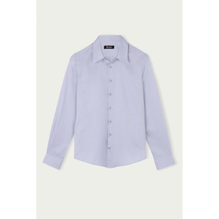 Camicia Uomo 1 Bottone Italiano Slim Satin Unito Grigio